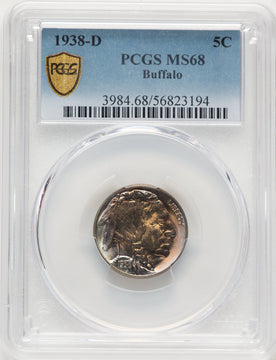 1938-D 5C Buffalo Buffalo Nickel PCGS MS68