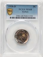 1938-D 5C Buffalo Buffalo Nickel PCGS MS68