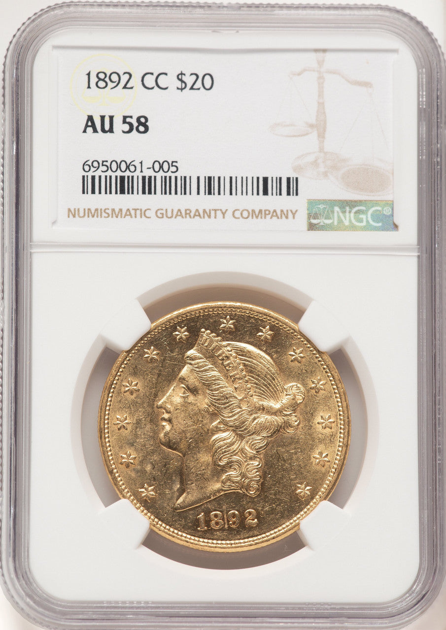 1892-CC $20 Liberty Double Eagle NGC AU58 (780662001)