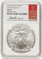 2019-W Burnished Silver Eagle 1 oz Jeff Garrett Red Book NGC MS70