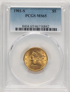 1901-S $5 Liberty Half Eagle PCGS MS65