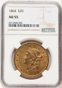 1864 $20 Liberty Double Eagle NGC AU55 (780699001)