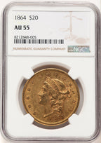 1864 $20 Liberty Double Eagle NGC AU55 (780699001)