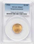 1926 $2.50 SESQUI Commemorative Gold PCGS MS65 (780735011)