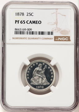 1878 25C CA Proof Seated Quarter NGC PR65