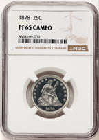 1878 25C CA Proof Seated Quarter NGC PR65