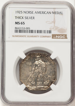 1925 Medal Norse Thick Planchet Commemorative Silver NGC MS65