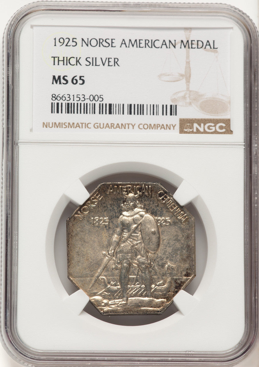 1925 Medal Norse Thick Planchet Commemorative Silver NGC MS65