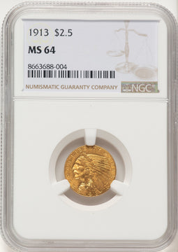 1913 $2.50 Indian Quarter Eagle NGC MS64