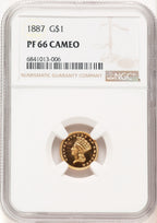 1887 G$1 CA Proof Gold Dollar NGC PR66