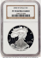 2004-W Proof Silver Eagle 1 oz Brown Label NGC PF70