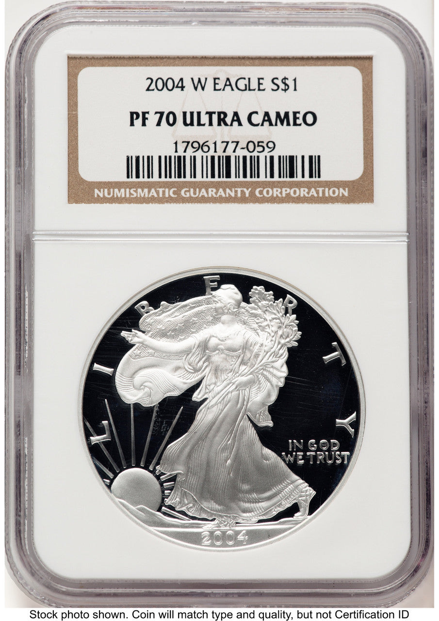2004-W Proof Silver Eagle 1 oz Brown Label NGC PF70