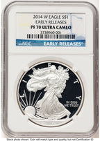 2014-W Proof Silver Eagle 1 oz ER Blue NGC PF70