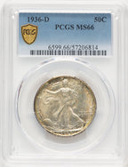 1936-D 50C Walking Liberty Half Dollar PCGS MS66 (780762005)