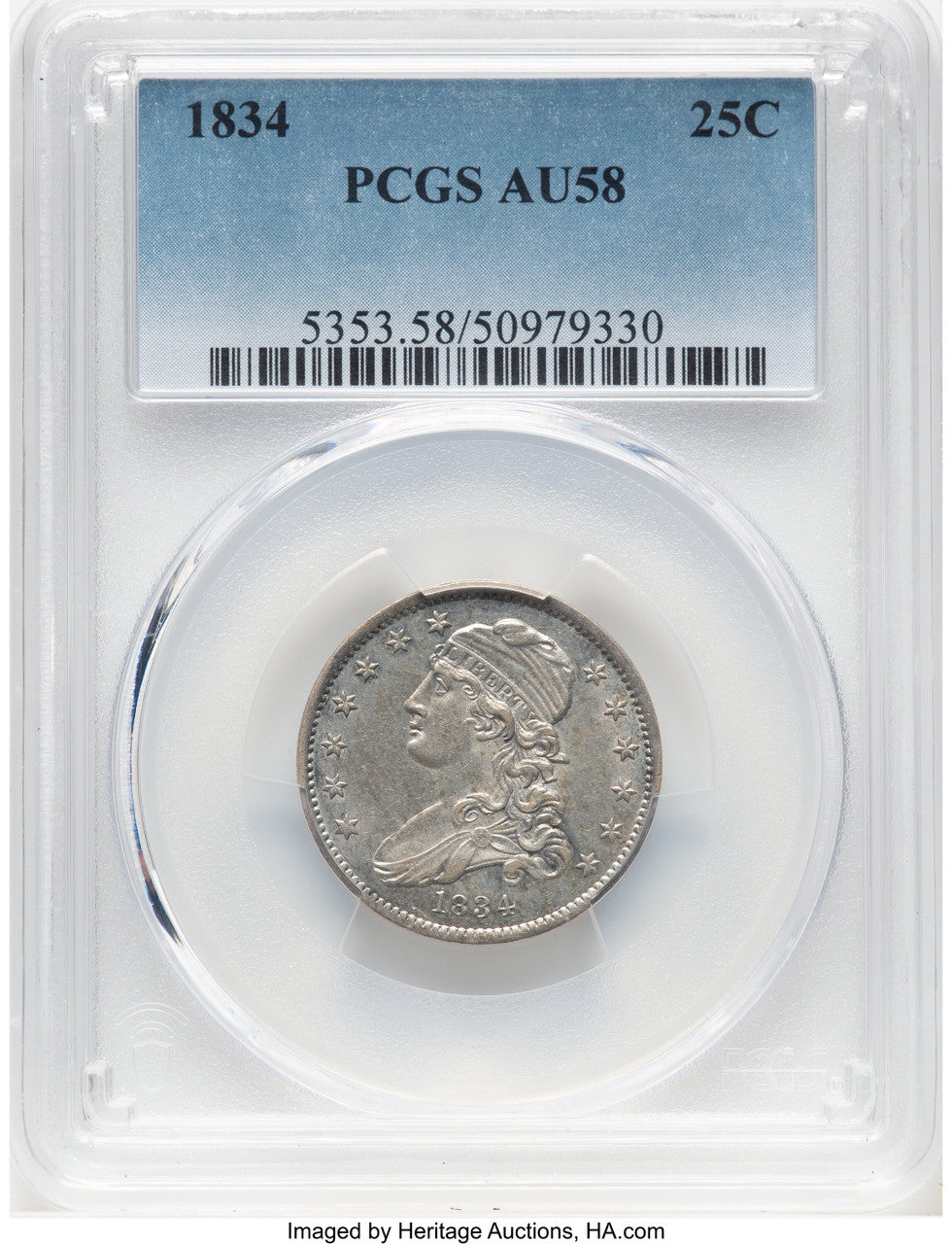 1834 25C FS-901 B-1 Bust Quarter PCGS AU58