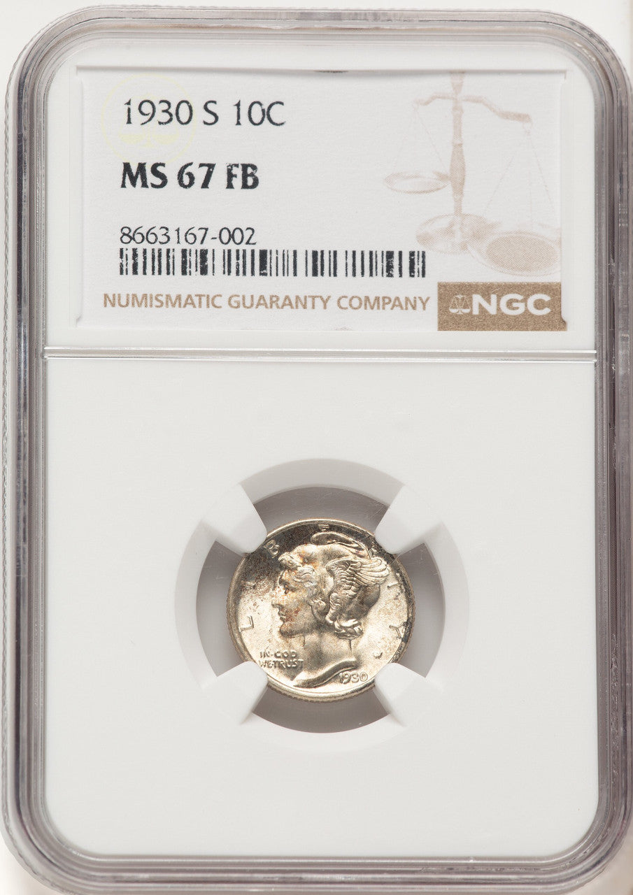 1930-S 10C FB Mercury Dime NGC MS67 (780787003)
