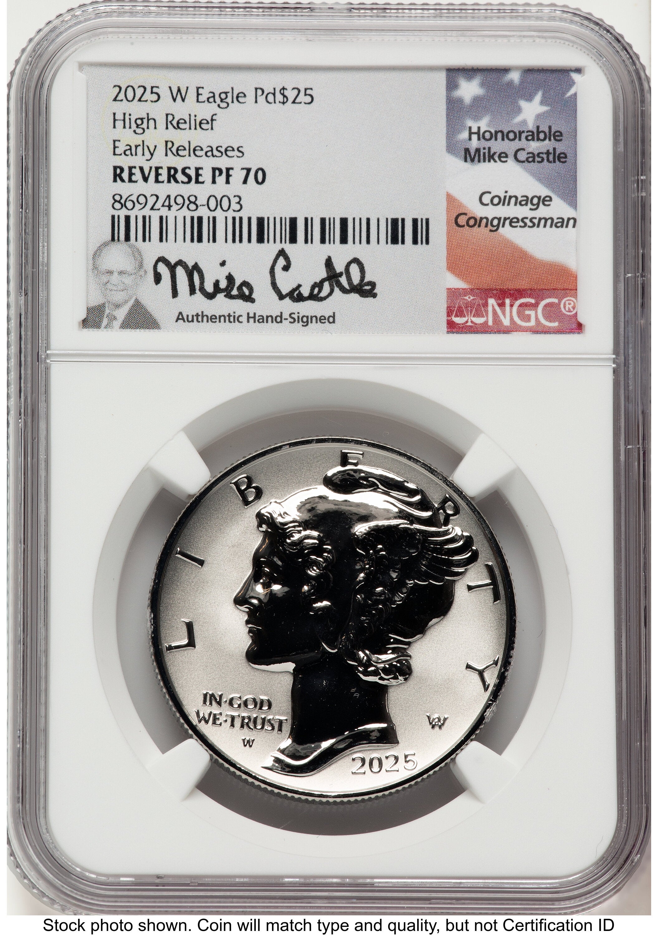 2025-W Palladium Eagle 1 oz REV ER Mike Castle NGC PF70