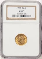 1905 $2.50 Liberty Quarter Eagle NGC MS65 (780817004)