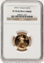 1992-P Proof Gold Eagle 1/4 oz Brown Label NGC PF70