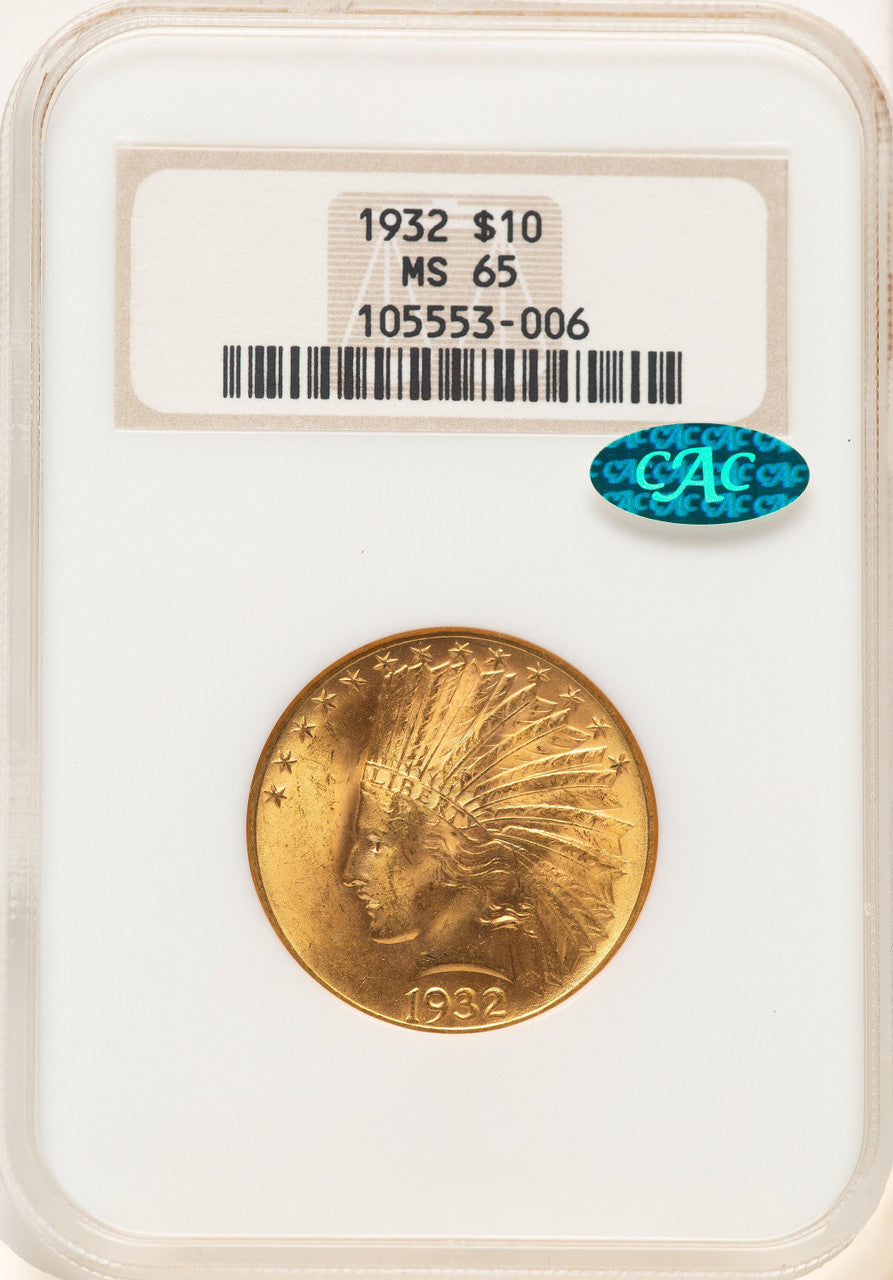 1932 $10 CAC Indian Eagle NGC MS65