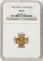 1905 G$1 Lewis and Clark Commemorative Gold NGC MS62