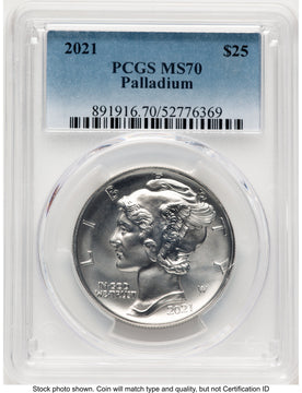 2021 Palladium Eagle 1 oz Blue Gradient PCGS MS70