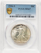 1936-S 50C Walking Liberty Half Dollar PCGS MS67 (780912003)