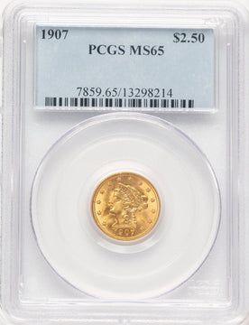 1907 $2.50 Liberty Quarter Eagle PCGS MS65 (780925006)