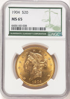 1904 $20 Liberty Liberty Double Eagle NGC MS65 (780925033)
