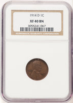 1914-D 1C BN Lincoln Cent NGC XF40 (780933011)