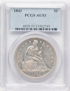 1843 Seated Dollar PCGS AU53