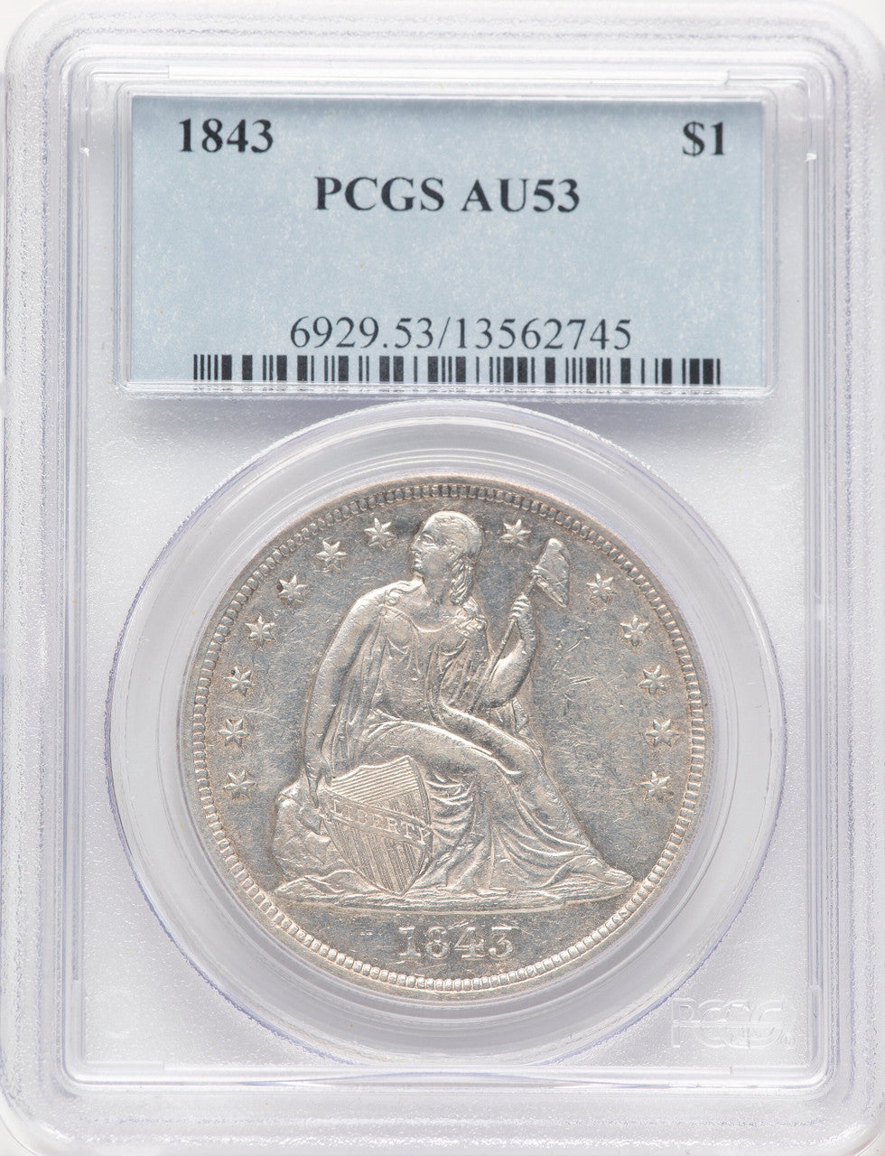 1843 Seated Dollar PCGS AU53