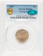 1857 1C CAC Flying Eagle Cent PCGS MS64
