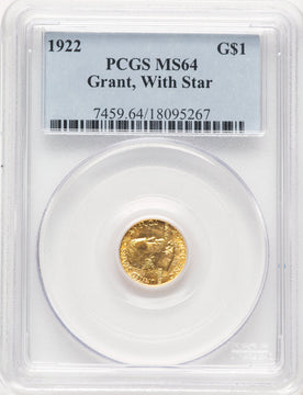 1922 G$1 Grant With Star Commemorative Gold PCGS MS64 (780971016)