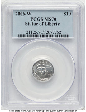 2006-W Burnished Platinum Eagle 1/10 oz Blue Label PCGS MS70