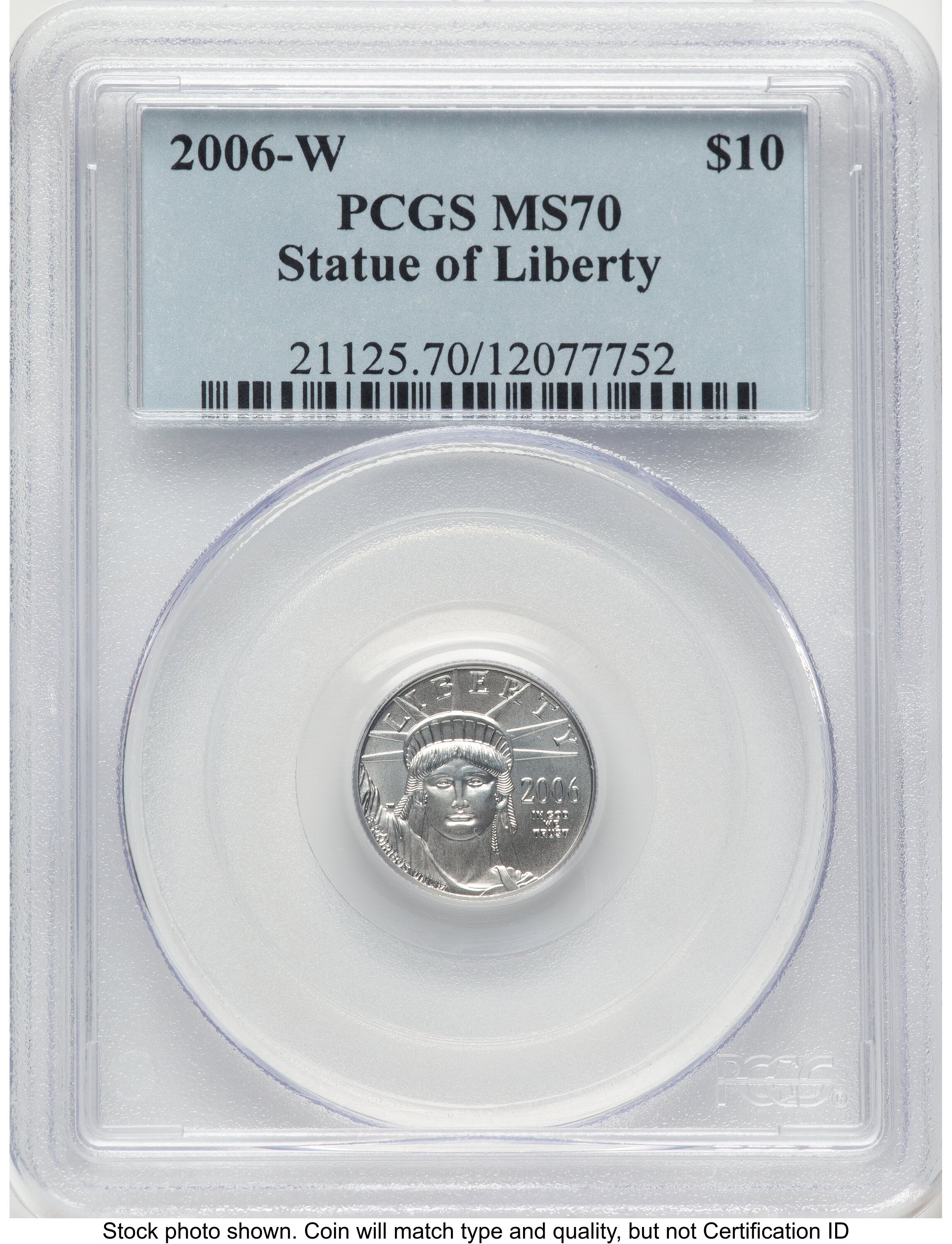 2006-W Burnished Platinum Eagle 1/10 oz Blue Label PCGS MS70