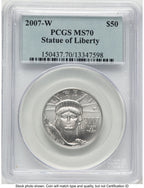 2007-W Burnished Platinum Eagle 1/2 oz Blue Label PCGS MS70