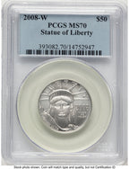 2008-W Burnished Platinum Eagle 1/2 oz Blue Label PCGS MS70