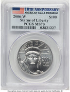 2006-W Burnished Platinum Eagle 1 oz 10th Anniversary Label PCGS MS70