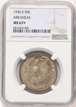 1936-S 50C Arkansas Commemorative Silver NGC MS67+ (780979001)