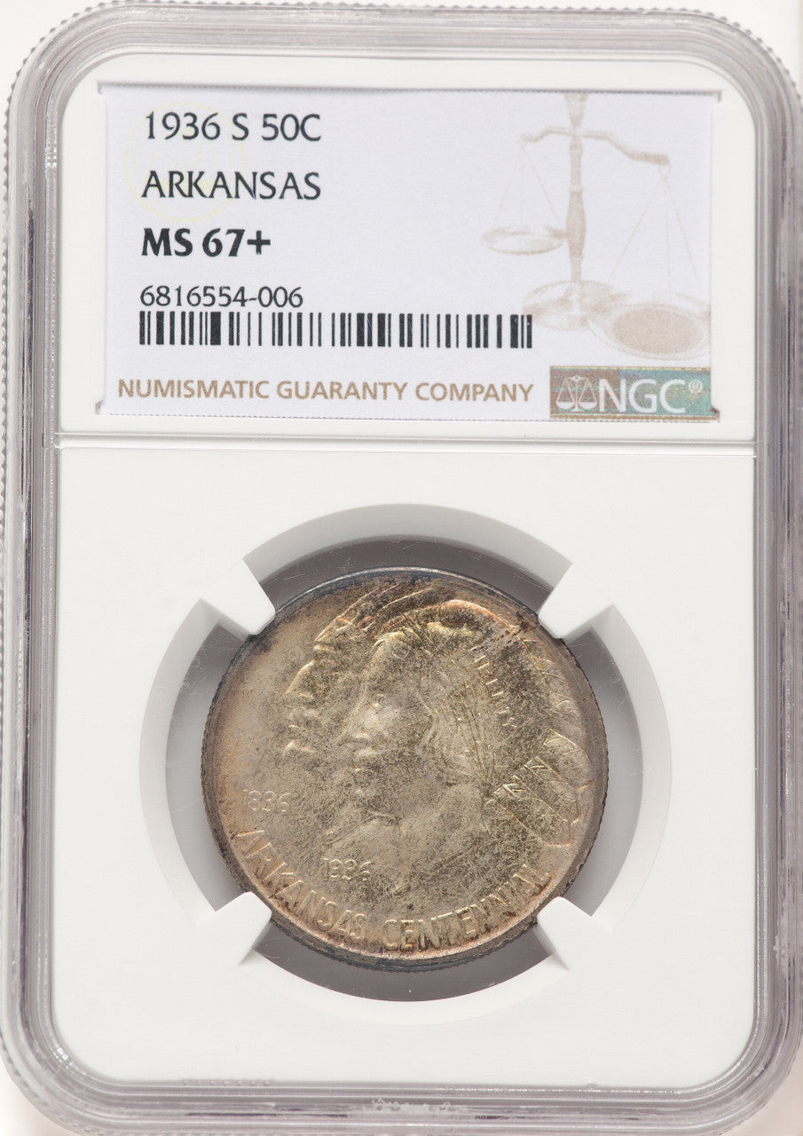 1936-S 50C Arkansas Commemorative Silver NGC MS67+ (780979001)