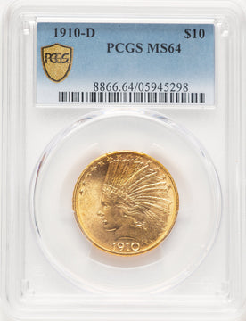 1910-D $10 Blue Gradient Indian Eagle PCGS MS64