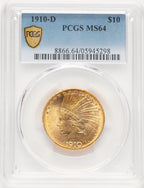 1910-D $10 Blue Gradient Indian Eagle PCGS MS64