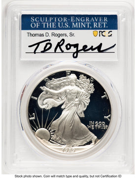 1989-S Proof Silver Eagle 1 oz TD Rogers PCGS PR70