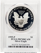 1995-P Proof Silver Eagle 1 oz TD Rogers PCGS PR70