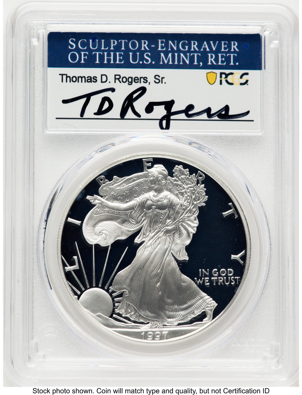 1997-P Proof Silver Eagle 1 oz TD Rogers PCGS PR70