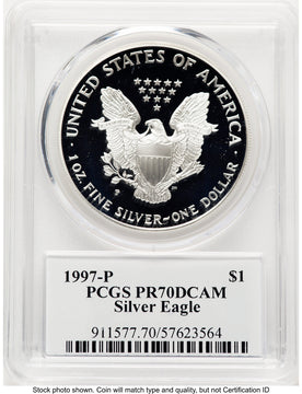 1997-P Proof Silver Eagle 1 oz TD Rogers PCGS PR70