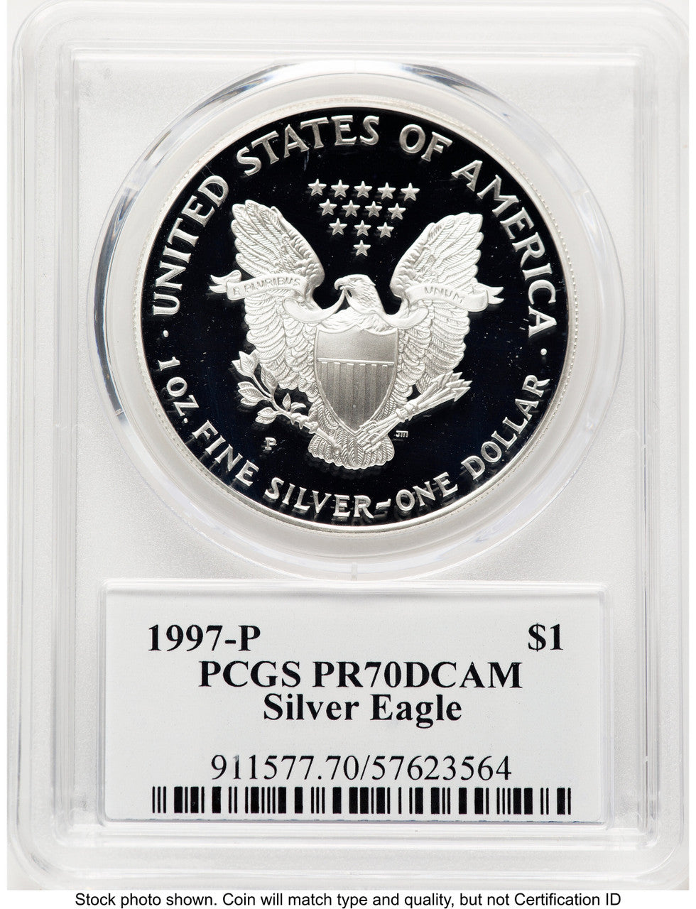 1997-P Proof Silver Eagle 1 oz TD Rogers PCGS PR70
