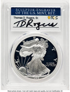 1999-P Proof Silver Eagle 1 oz TD Rogers PCGS PR70