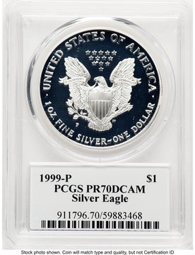 1999-P Proof Silver Eagle 1 oz TD Rogers PCGS PR70